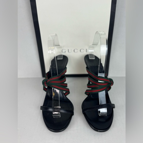 Gucci Black Red/Green Sandals with Multi-Strap Design Size 38. - Picture 1 of 15